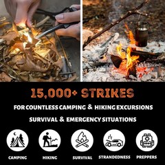 Fire Starter Kit | Flint, Steel, Hemp Rope & Storage Pouch