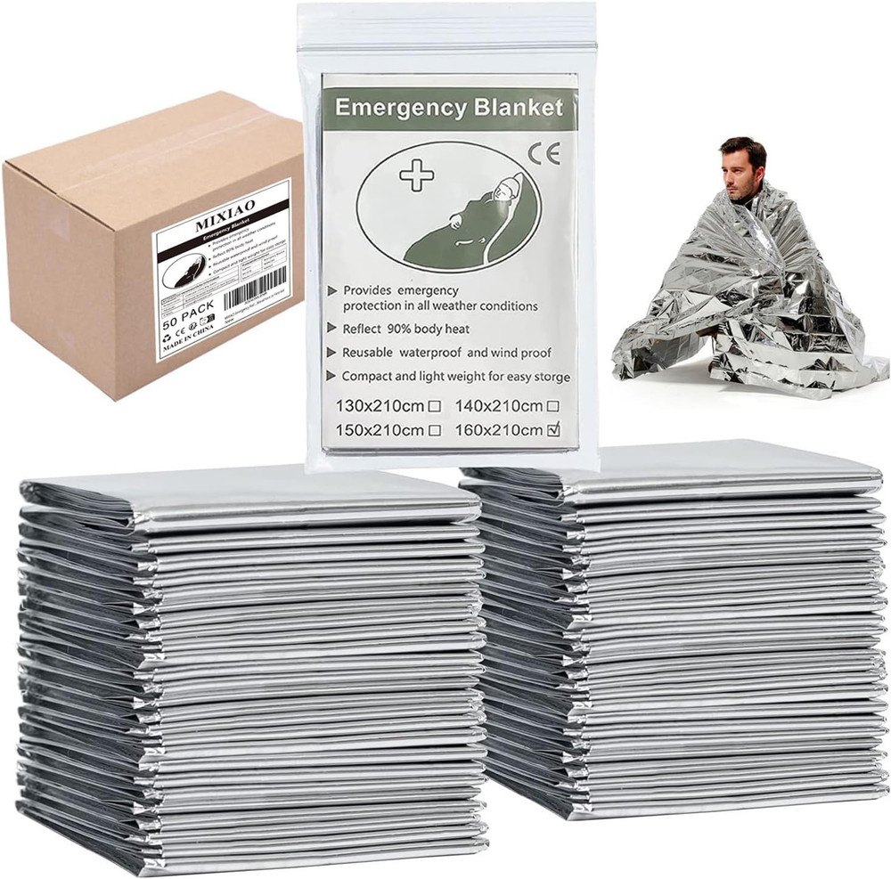Emergency Foil Thermal Blanket (Pack of 50), 210 X 160 Cm (82″ X 63″) Emergen…