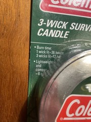 Coleman Emergency Survival Candle 3 Wick 36 Hour Outdoor Heat Tin 2 Pack