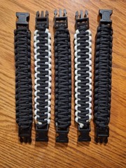 Lot of 5 King Cobra Weaved Paracord Bracelets 6.5 In Wrist Size Handmade USA