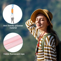 2 Pcs Paracord Lanyard Necklace, Lanyard with Split Ring, Pink & Blue & White