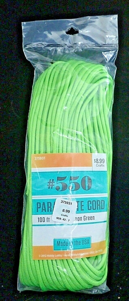 Neon Green 550 Paracord Parachute Cord 100ft Survival Bracelet Crafts