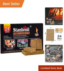 Odorless 24 Pack Fire Starters – Fast Lighting Charcoal for Smokers & Fireplaces