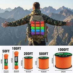 Reflective Paracord Rope 750 lb 100ft 5/32″ Parachute Cord 4MM 12Strand para…