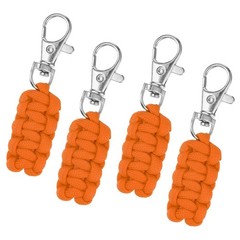 4pcs Paracord Zipper Pulls Paracord Lanyard Keychain for Backpacks Orange
