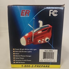 ER Emergency Ready Solar Flashlight Radio LED Charger Red/White 6N