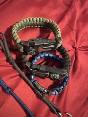 LARGE Survival Bracelet Military Grade Nylon Paracord Rope And Hook Bracelet LOT