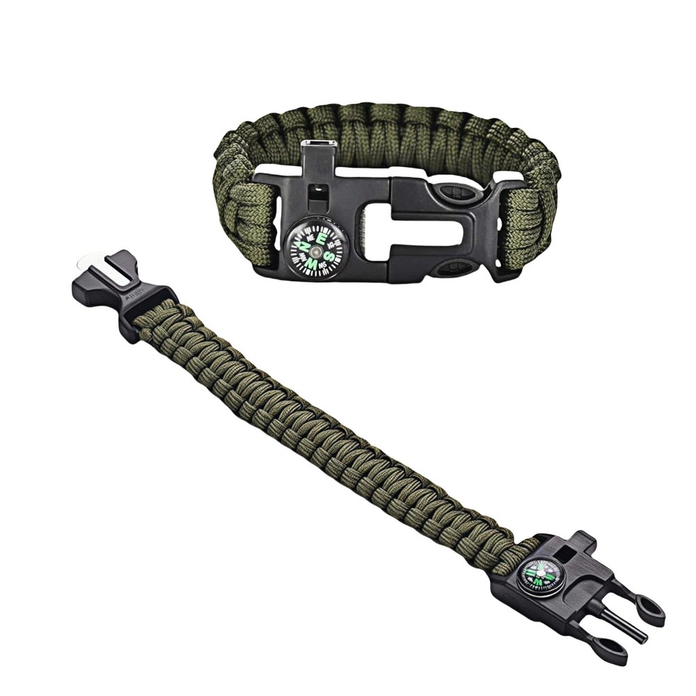 5 in 1 Survival Bracelet-Fire Starter,Loud Whistle,Compass,Paracord Rope & Cu…