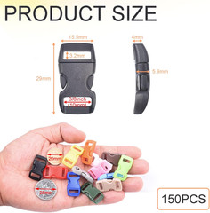 150 Pack Assorted Curved 3/8″ Paracord Buckles, Paracord Bracelet Buckles, Plast