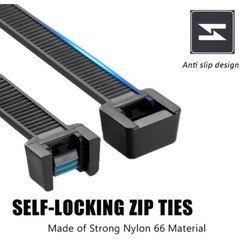 400 Black Cable Zip Ties Assorted Sizes 100 PACK of 4″-12″ Camping Survival Gear