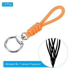 3pcs 5″ Paracord Lanyard with Clasp Wrist Cord Badge Holder Strap, Orange