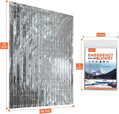 6 Pack – Large 82” X 62” Survival Emergency Mylar Thermal Blankets, Thermal Surv