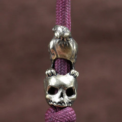 Raven Skull Brass Knife Bead Crow EDC DIY Paracord Woven Bracelet Lanyard Black