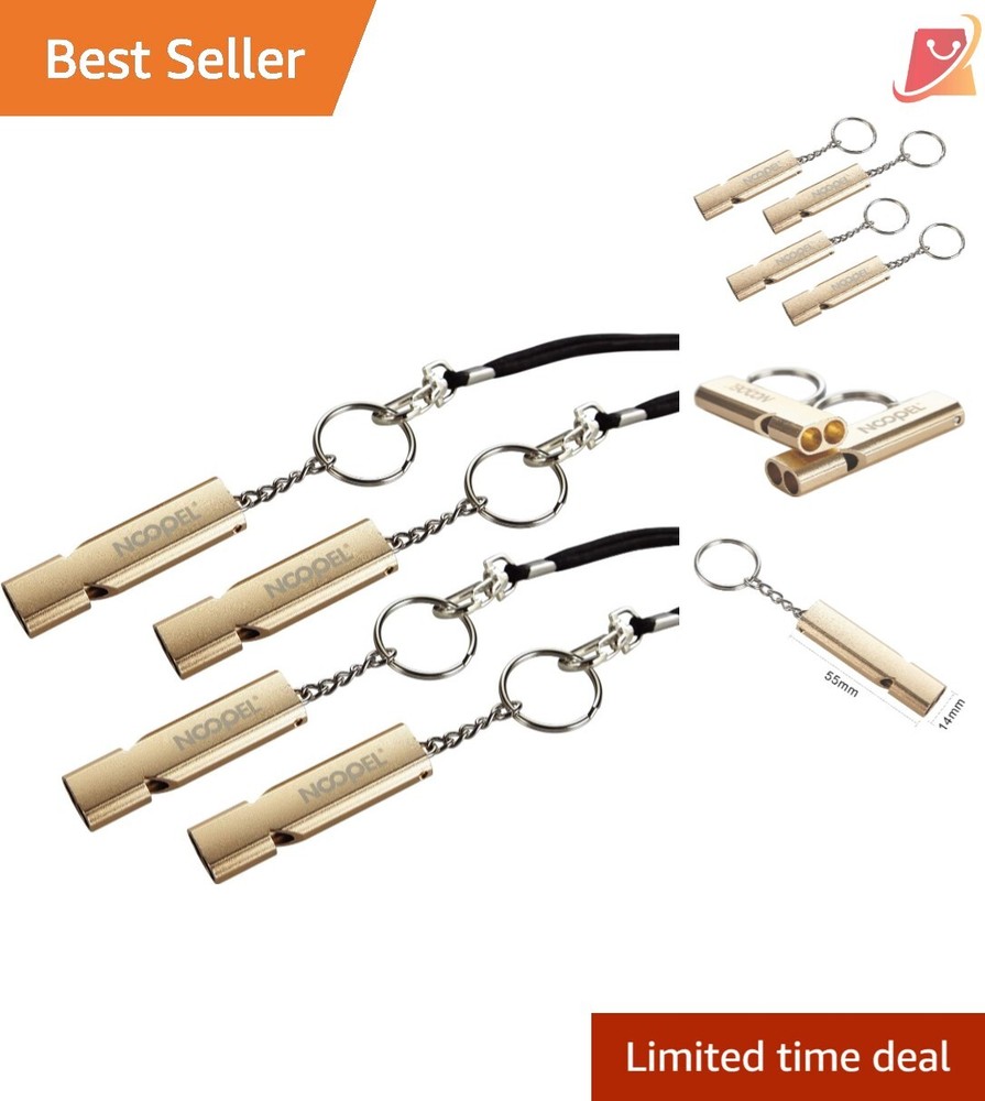Emergency Whistles Aluminum 4 Pack Ultra Loud with Keychain for Outdoor Safety