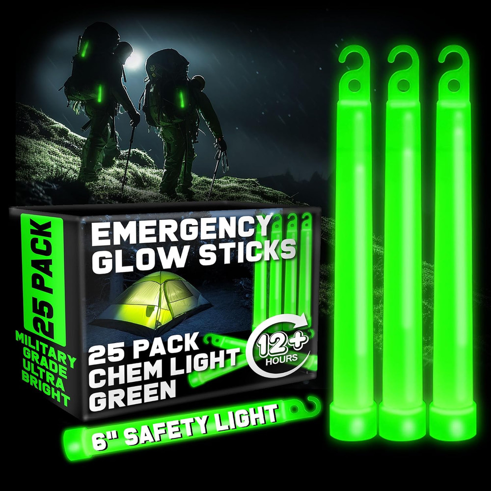 Emergency Glow Sticks Bulk Pack 6 Inch Green Chem Lights Survival Gear Camping