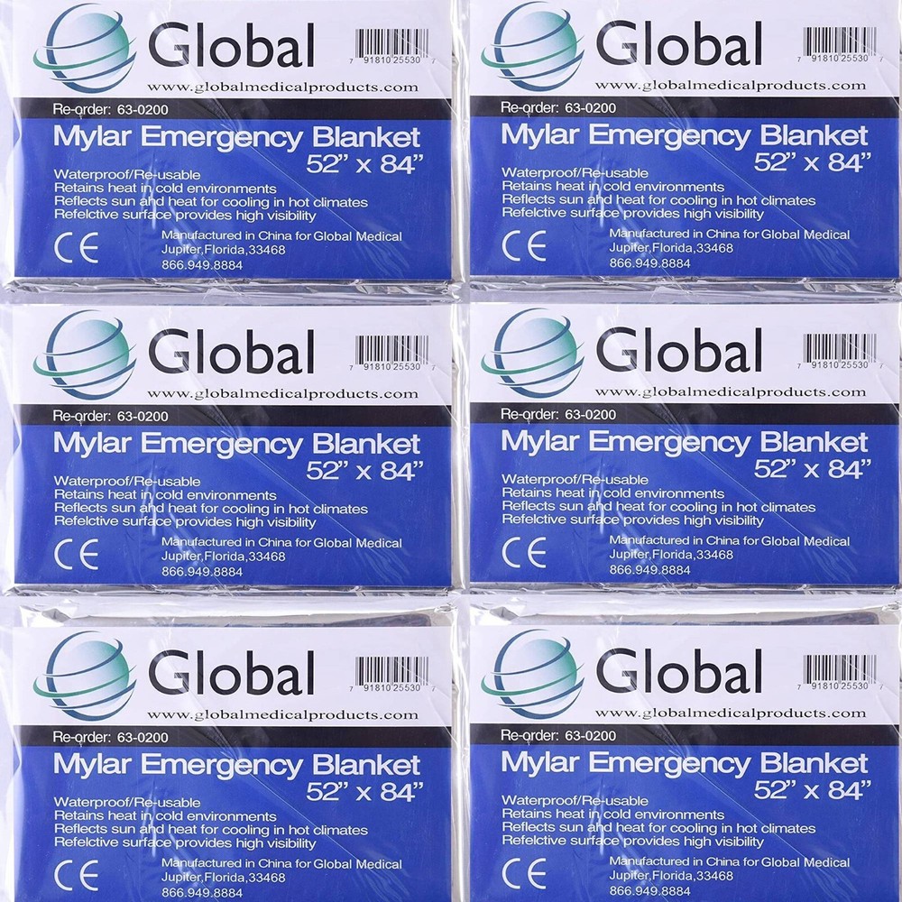 6 PACK • Emergency Solar Blanket Survival Safety Insulating Mylar Thermal Heat