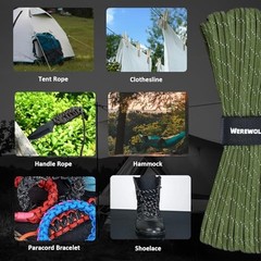 Reflective Paracord Rope 7 Strand Type III Parachute Cord 4mm 100FT Army Green