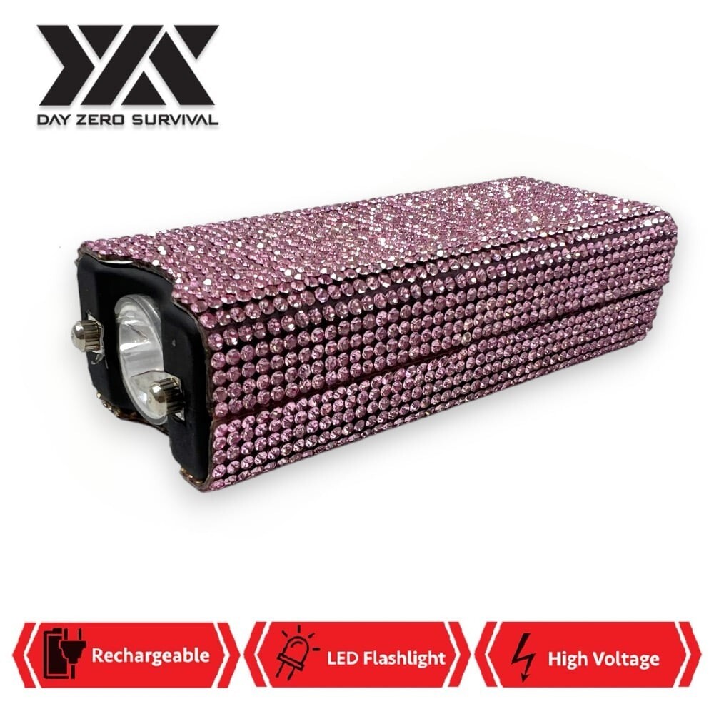 Pink Women Self Defense Personal Security Bling It On Rhinestone Stun Gun