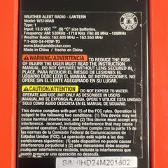 Black And Decker Weather Alert Radio Sport Lantern WS100AB NEW Crank Emergency