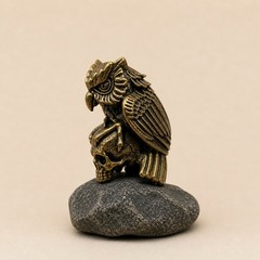 Brass Owl with Skull Bead Paracord Lanyard EDC Knife Charm Gothic
