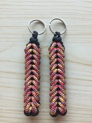 Red/Black /White/Yellow & Black Paracord Keychain with Keyring- Set of 2
