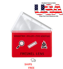 Wallet Size Fresnel Lens Firestarter Size 4X Magnification Protective Sleeve