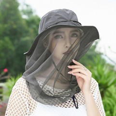 Men Women Mosquito Net Hat Anti Bug Head Netting Bucket Sun Fishing Mesh Bee Cap