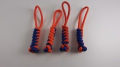 Navy Blue & Orange Paracord Wall & Diamond Knot Zipper Pulls (12)
