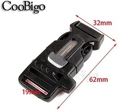 CooBigo 10Pack 3/4″ (19mm) Fire Starter Survival Whistle Buckle Flint Scraper fo