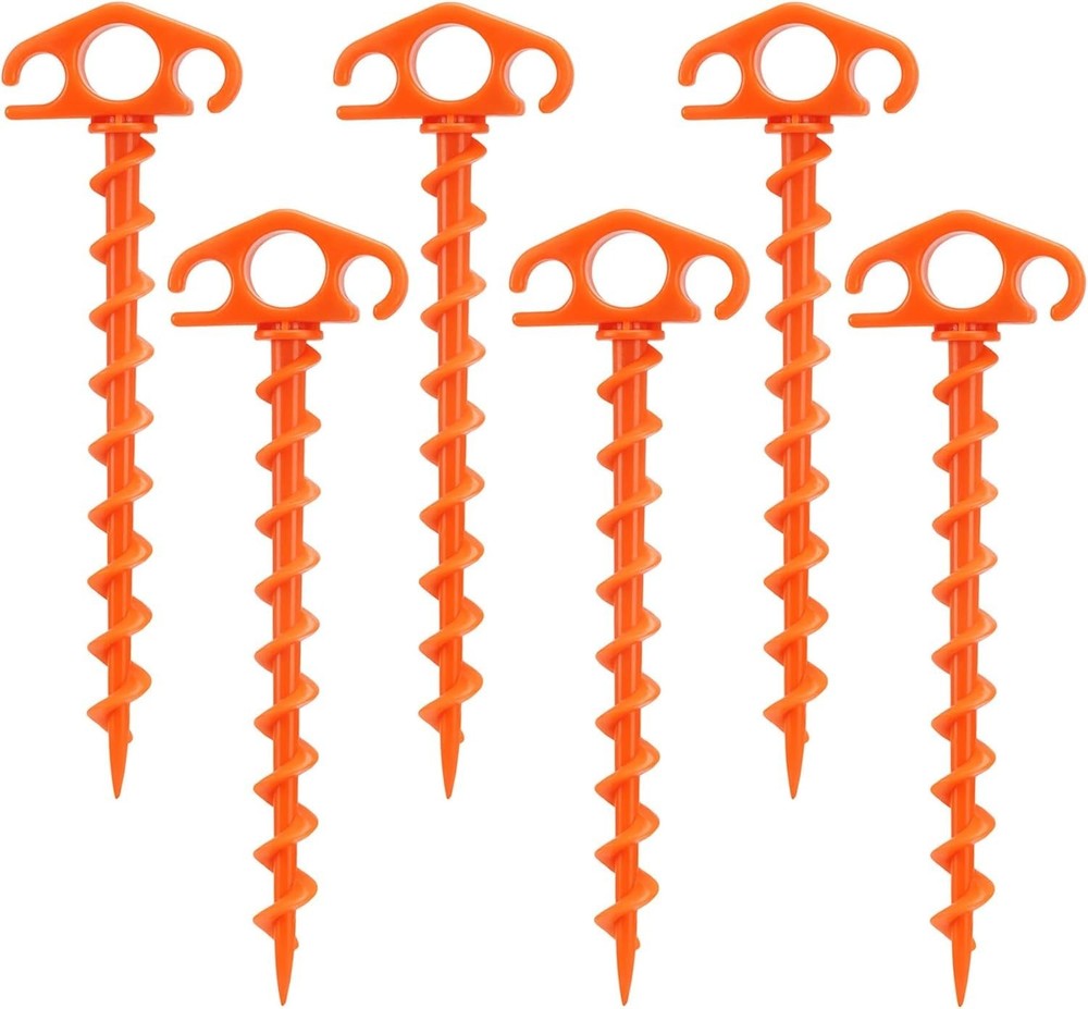 Tent Stakes Sand for Beach Spiral Anchor 9.4 Inch Orange