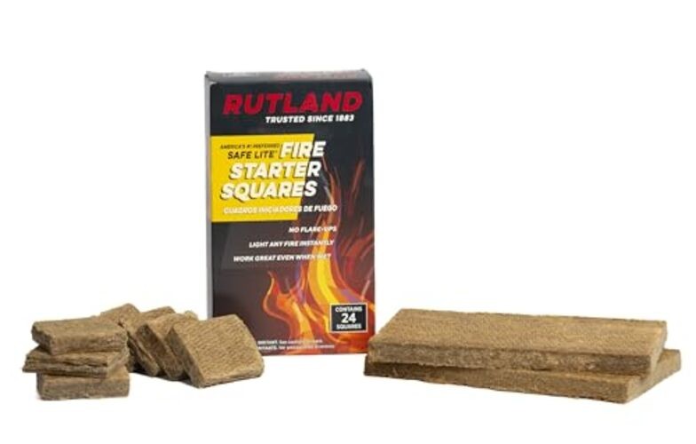 Rutland Safe Lite Fire Starter Squares – Heavy Charcoal Starters for 24 Count
