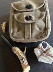 Survival Fire Starter Kit • Handmade Firesteel Antler Handle Bushcraft Camp Tool