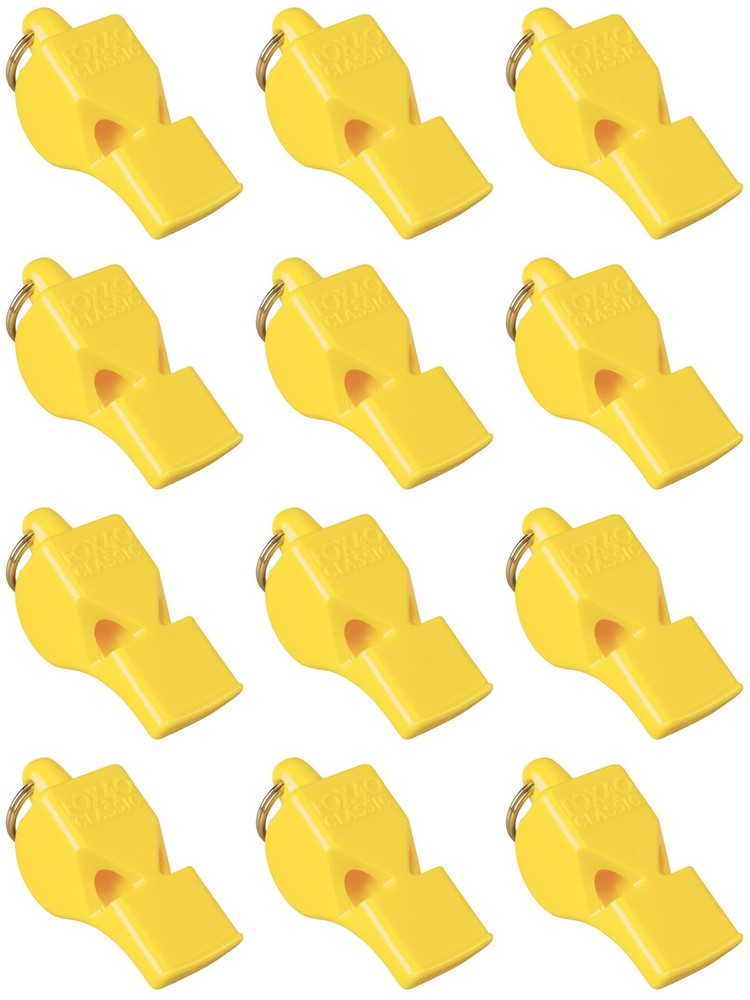 Fox 40 Classic Official 3-Chamber Pealess Whistle, Yellow (12-Pack)