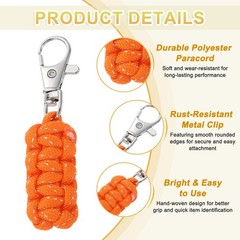 Paracord Zipper Pull, 80 mm Length for Backpacks – Cylinder (5 Pack, Orange)