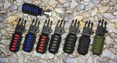 24 25 mm Black Blue Green Lines Adjustable Survival Paracord Watch Band Colors