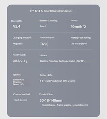 Bluetooth smart glasses multi-functional, UV protection, AI translation