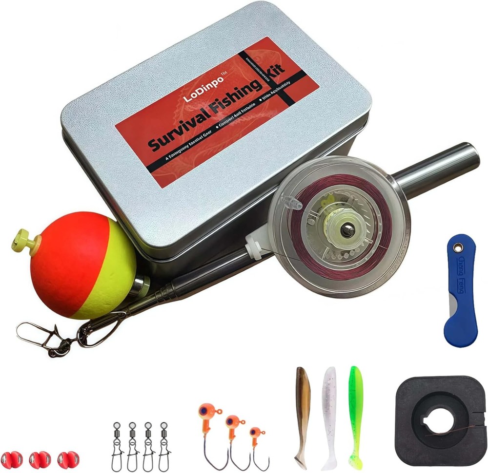 Emergency Survival Fishing Iron Box Telescopic Fishing Rod 21 Fishing Gear