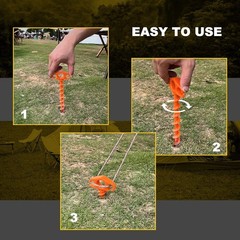 Tent Stakes Sand for Beach Spiral Anchor 9.4 Inch Orange