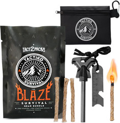 Fire Starter Kit – Premium Flint and Steel Firestarter for Campfires, Hemp Rope