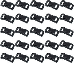 Black Plastic Side Release Buckles for Paracord Bracelets (3/8 Inch, 120 Pack)