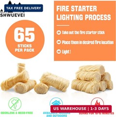 Shwuevei 65 pcs Fire Starter – Natural Fire Starters for Fireplace, Pellet Stove