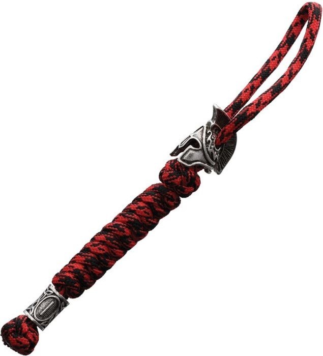 Coeburn Tool Red Spartan Braided Paracord Lanyard w/Helmet Bead Viking Pattern