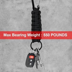 2 Pcs Heavy Duty Braided 550 Paracord Lanyard Keychain Set, Parachute Rope Neckl