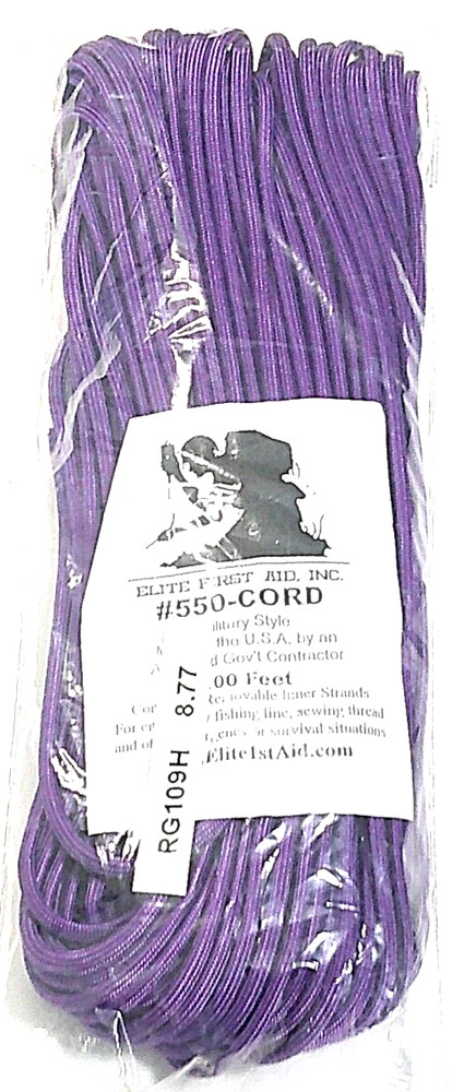 ELITE 1ST AID 550 PARACORD – 7 STRAND – FOLIAGE PURPLE- 100 FEET RG109H