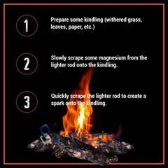Fire Starter Flint Stone Steel Striker Survival Kit Ferro Rod Camping Outdoors