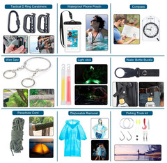 254-in-1 Survival & First Aid Kit with Tools for Camping/Hiking Emergencies