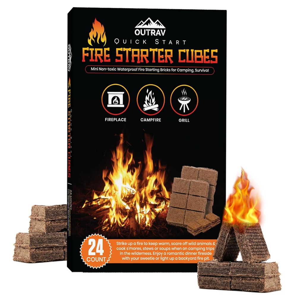 Fire Starter Cubes, Charcoal Firestarter Squares for Lighting 24PK, Brown