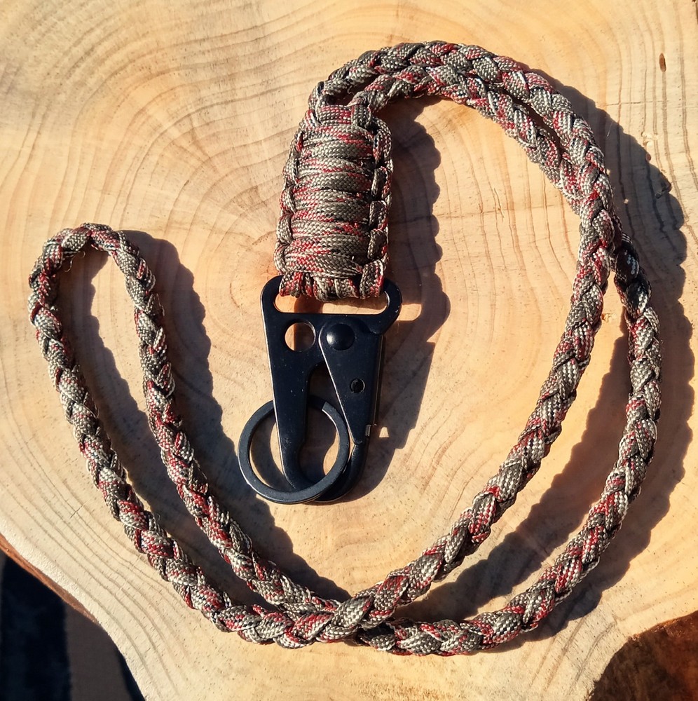 FOREST CAMO HK Clip 33″ GUTTED 550 Paracord Neck Lanyard/Keychain