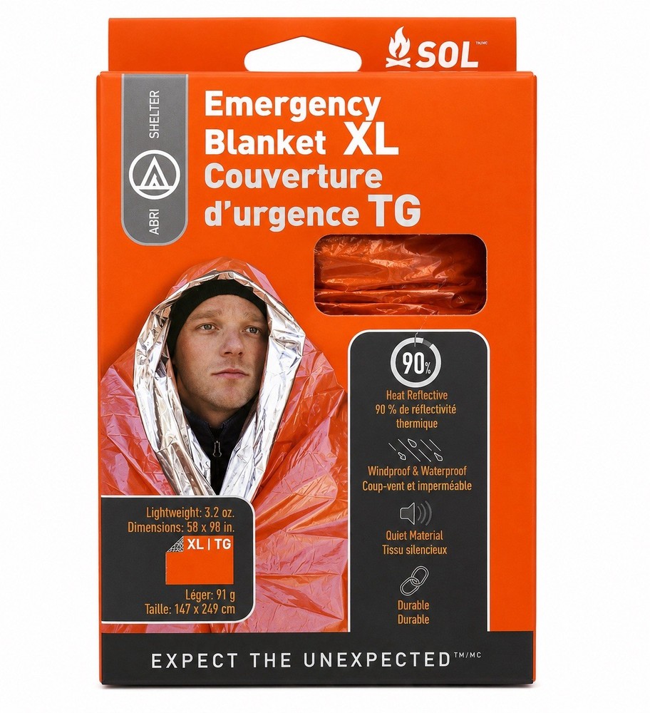SOL Thermal Blanket Emergency Survival Rescue Heat Sheet Blanket XL