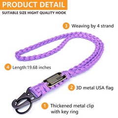 Paracord Lanyard Keychain with USA Flag,Parachute Rope Necklace Keychains for…